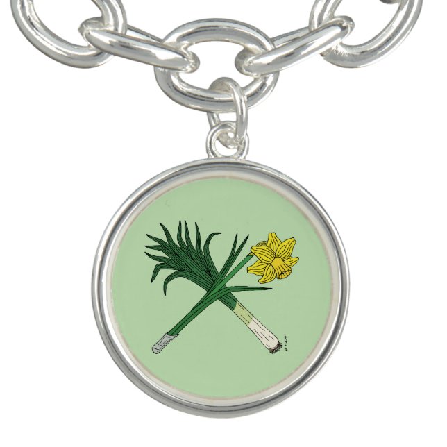 Leek and Daffodil Crossed Charm Bracelet (Design)