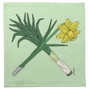 Leek and Daffodil Crossed Cloth Napkin