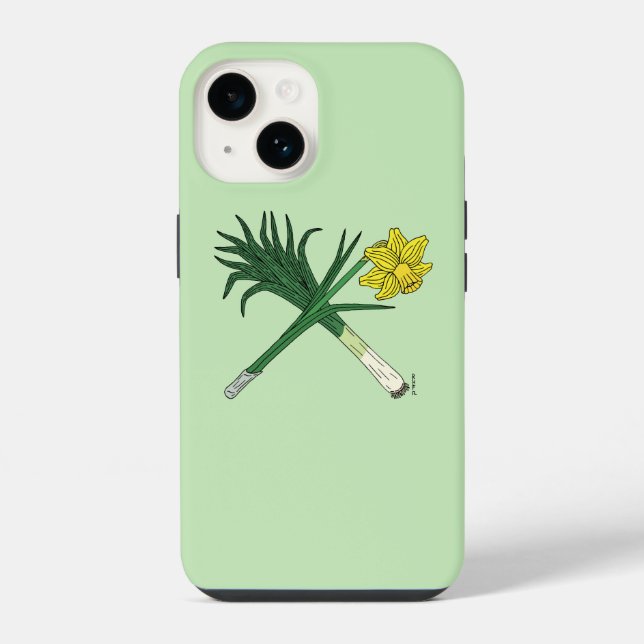 Leek and Daffodil Crossed Iphone Case (Back)