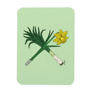 Leek and Daffodil Crossed Magnet