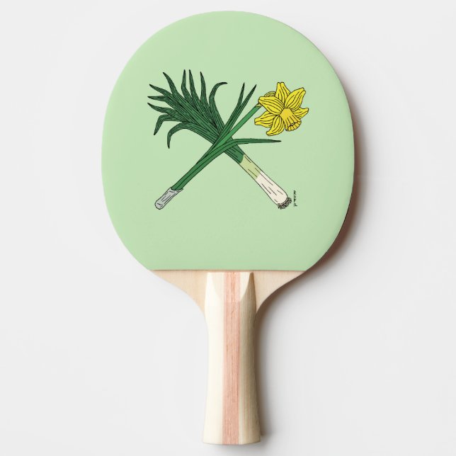 Leek and Daffodil Crossed Ping-Pong Paddle (Front)
