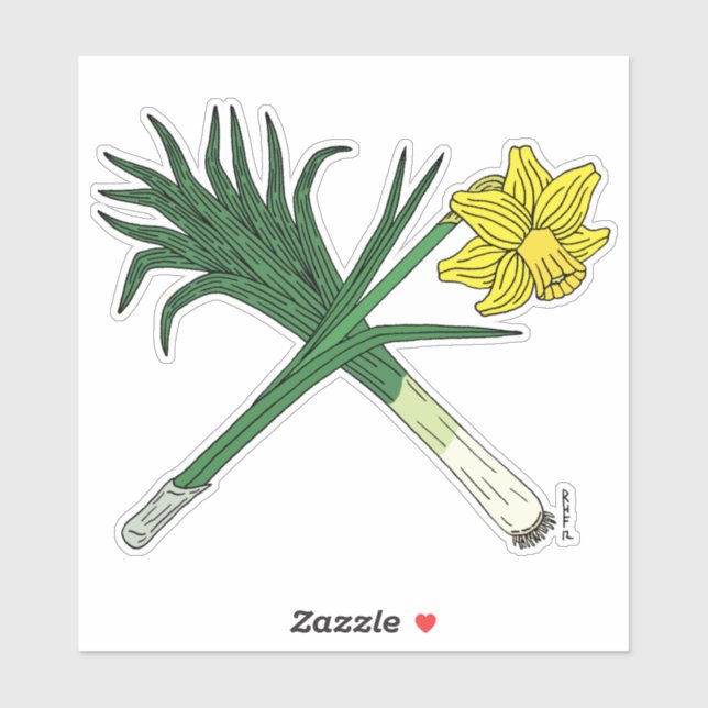 Leek and Daffodil Crossed Sticker (Sheet)