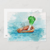 Leek in a Boat with a Leak Funny Pun Postcard (Front/Back)