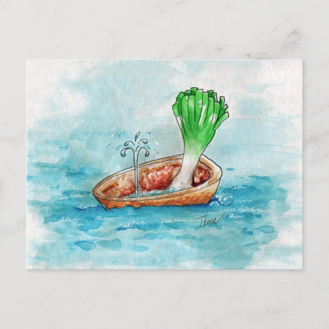 Leek in a Boat with a Leak Funny Pun Postcard (Front)