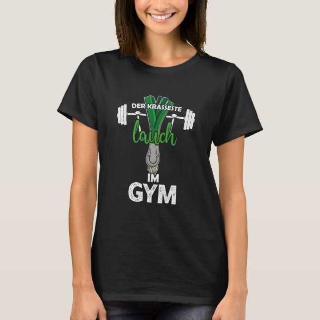Leek Mass Dumbbell Muscle Toning Fitness Humor 4 T-Shirt (Front)
