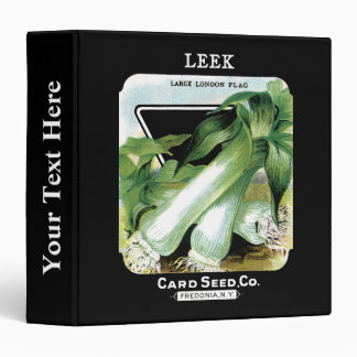 Leek Seed Packet Label 3 Ring Binder