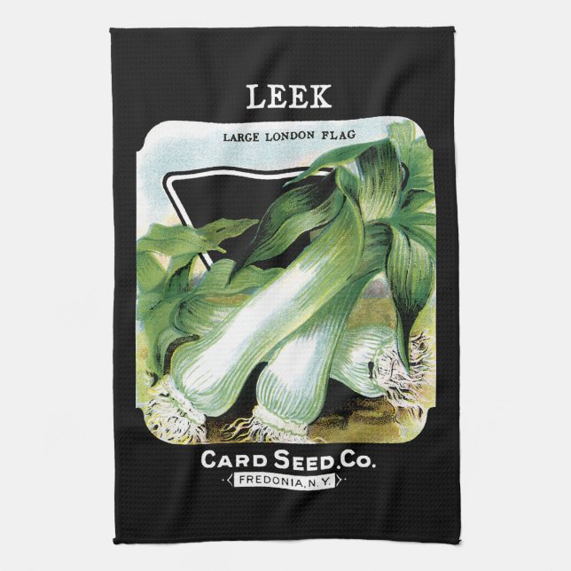 Leek Seed Packet Label Kitchen Towel (Vertical)