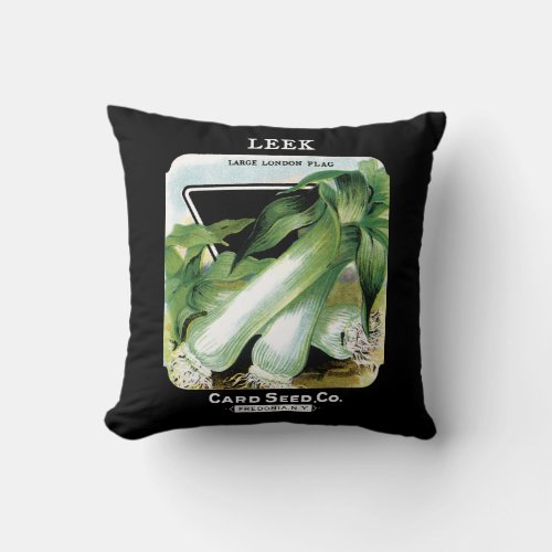 Leek Seed Packet Label Throw Pillow