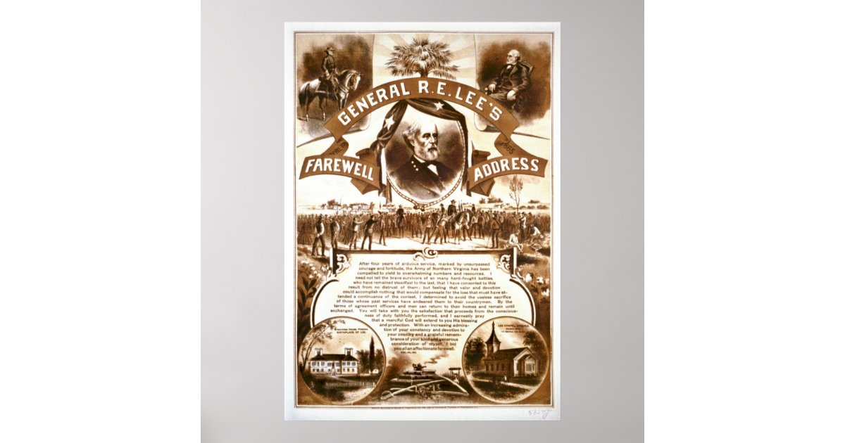 Lee's Farewell Address 1865 Poster Zazzle