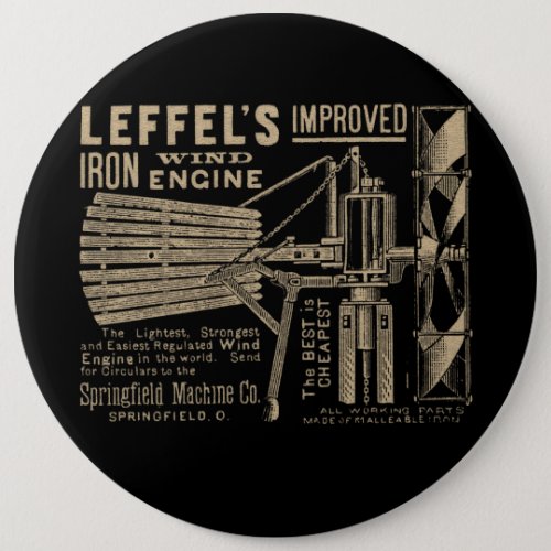 Leffels Improved Iron Wind Engine Windmill 1885 Button