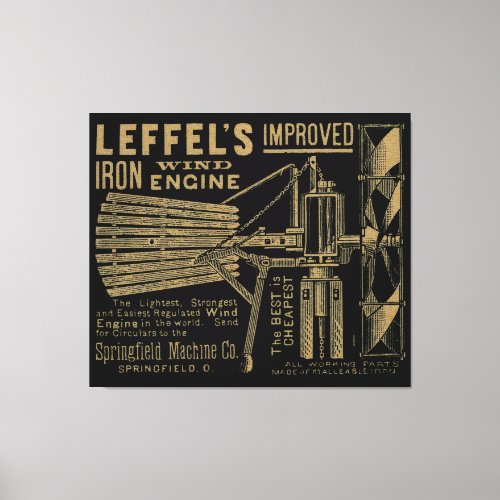 Leffels Improved Iron Wind Engine Windmill 1885 Canvas Print