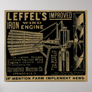 Leffel's Improved Iron Wind Engine Windmill 1885 Poster