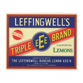 LEFFINGWELL'S CALIFORNIA LEMONS FROM WHITTIER CA METAL PRINT