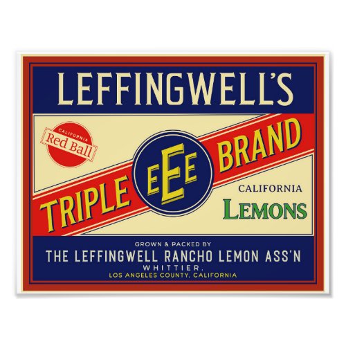 LEFFINGWELLS CALIFORNIA LEMONS FROM WHITTIER CA PHOTO PRINT