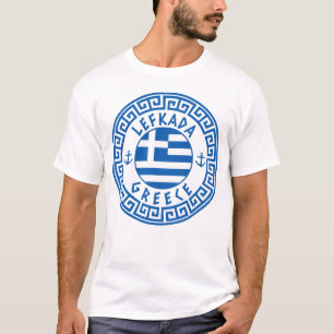 Lefkada And Greece Flag Men's White T-Shirt