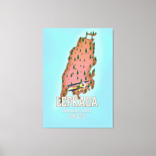 Lefkada Greece travel poster. Canvas Print (Front)