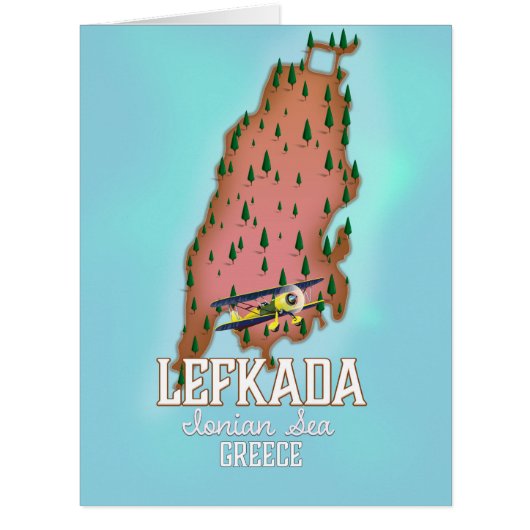 Lefkada Greece travel poster. Cards (Front)