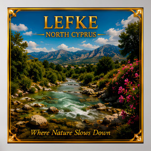 Lefke North Cyprus Green Coast Travel Memory Poster