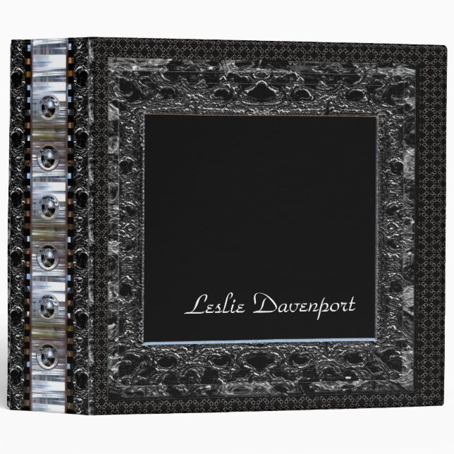 Leforgean Slate Beautiful Personalized Monogram 3 Ring Binder (Front/Spine)