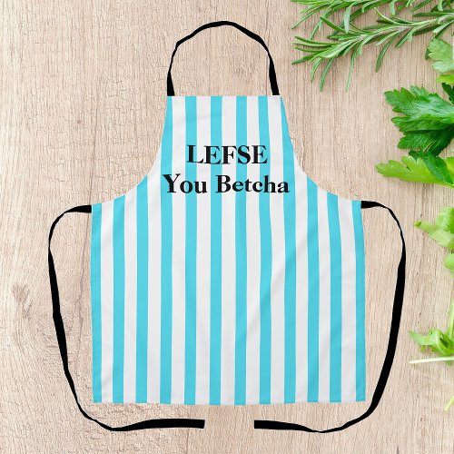 Lefse Aqua Striped All_Over Print Apron