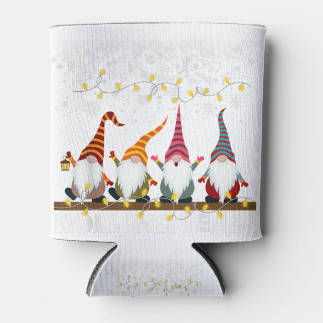 Lefse making rolling team gnome xmas merry christm can cooler (Front)