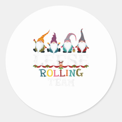 Lefse Making Rolling Team tee Gnome Garden C Classic Round Sticker