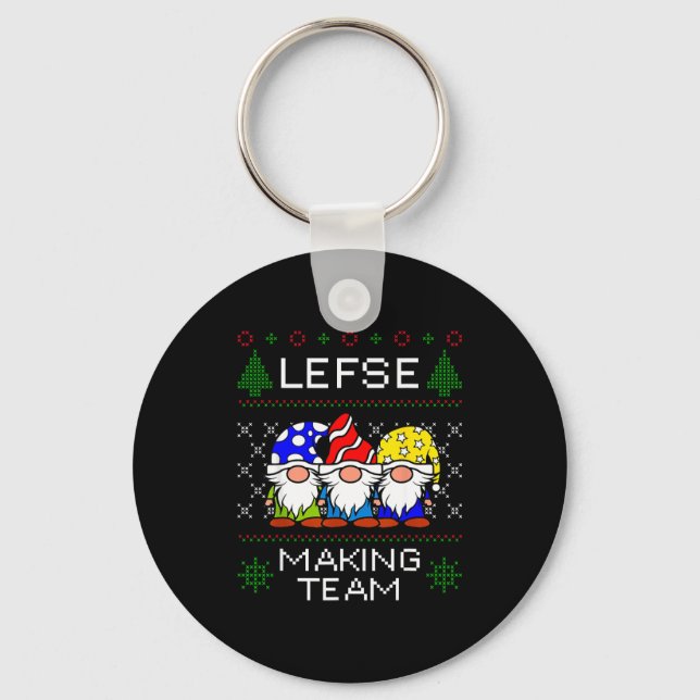 Lefse Making Team Ugly Christmas Sweater  Keychain (Front)