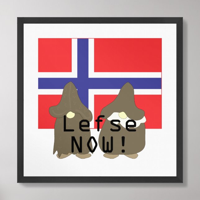 Lefse NOW! Norwegian Flag Gnomes Framed Art (Framed Front)