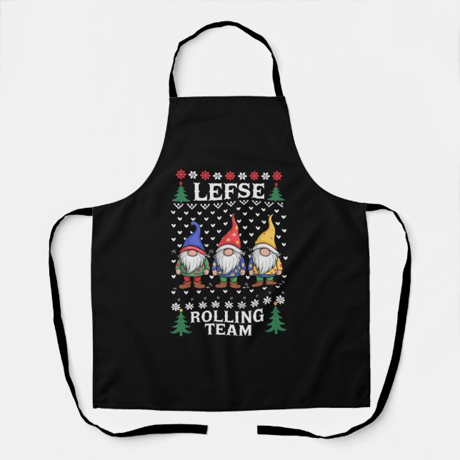 Lefse Rolling Team Christmas Baking Gnome Xmas  Apron (Front)