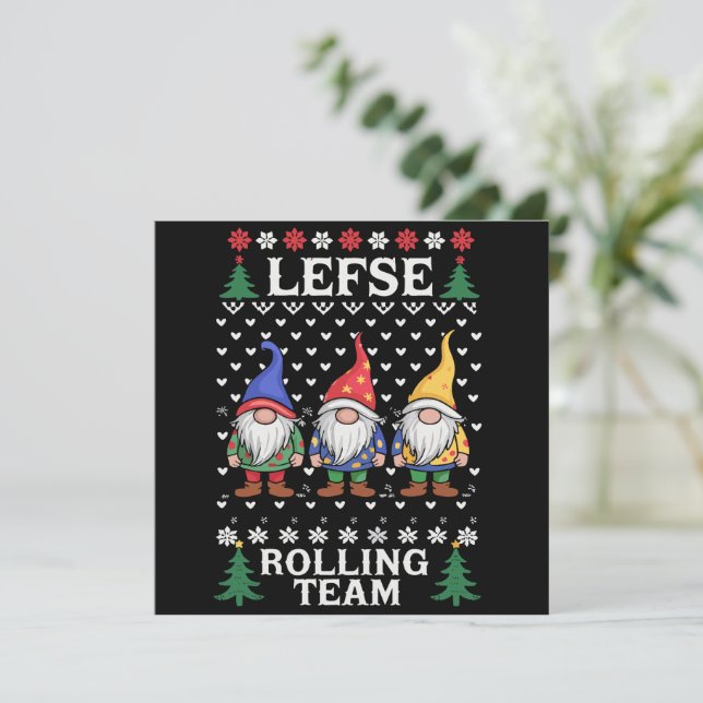 Lefse Rolling Team Christmas Baking Gnome Xmas  Holiday Card (Standing Front)