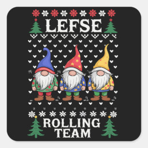 Lefse Rolling Team Christmas Baking Gnome Xmas Square Sticker