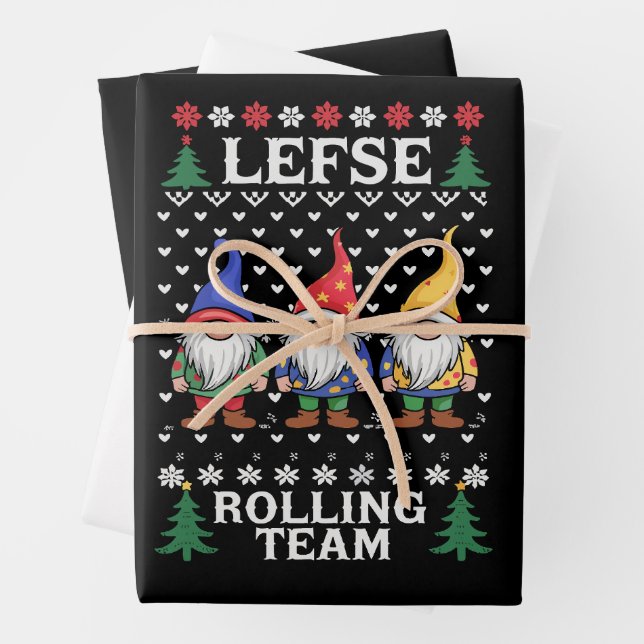 Lefse Rolling Team Christmas Baking Gnome Xmas  Wrapping Paper Sheets (In situ)