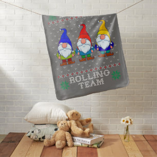 Lefse Rolling Team, Christmas Baking Tomte Gnome Baby Blanket