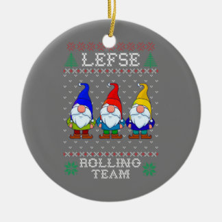 Lefse Rolling Team, Christmas Baking Tomte Gnome Ceramic Ornament