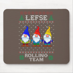 Lefse Rolling Team, Christmas Baking Tomte Gnome Mouse Pad