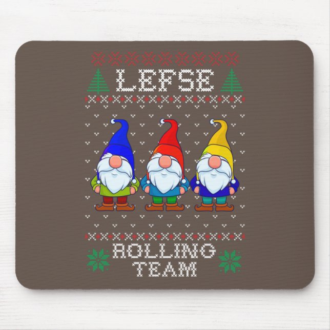 Lefse Rolling Team, Christmas Baking Tomte Gnome Mouse Pad (Front)