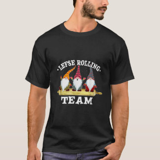 Lefse Rolling Team Nisse Tomte Norway Funny Christ T-Shirt