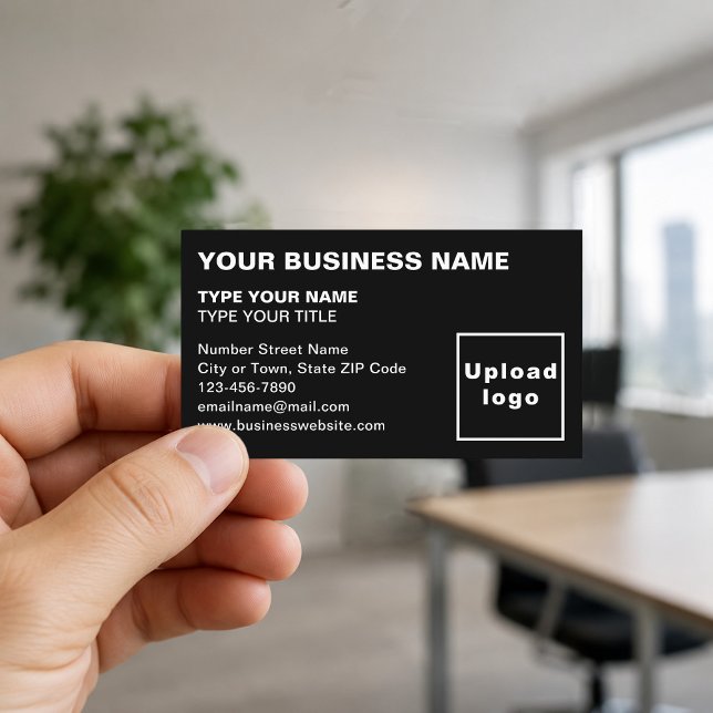 Left-Aligned Black Business Cards (Front of the business card)