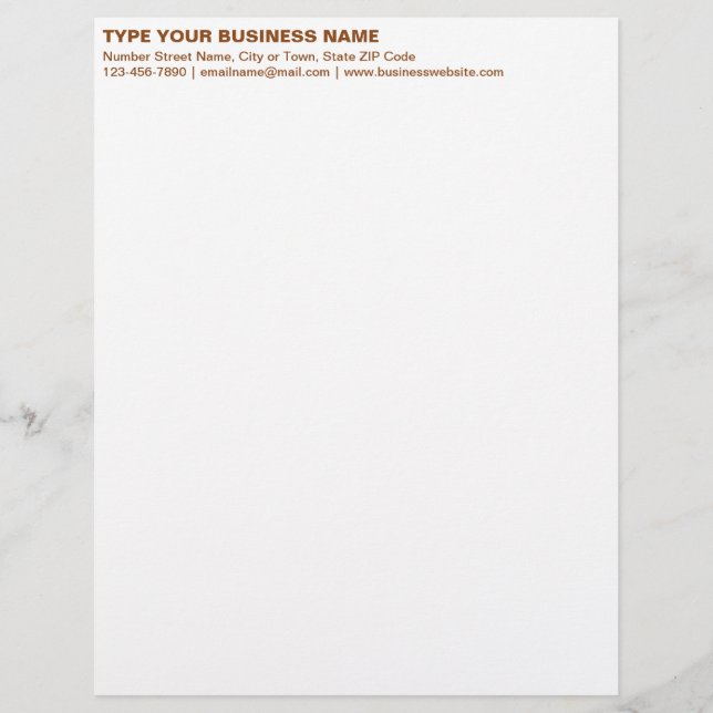 Left Aligned Brown Plain Texts Heading of Letterhead (Front)