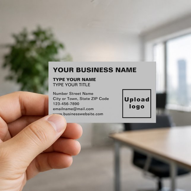 Left-Aligned Gray Business Cards (Front of the business card)