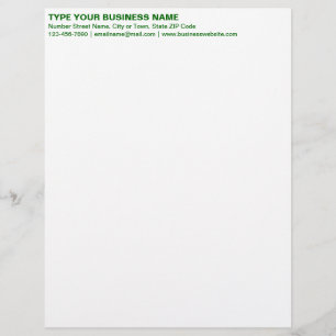 Left Aligned Green Plain Texts Heading of Letterhead