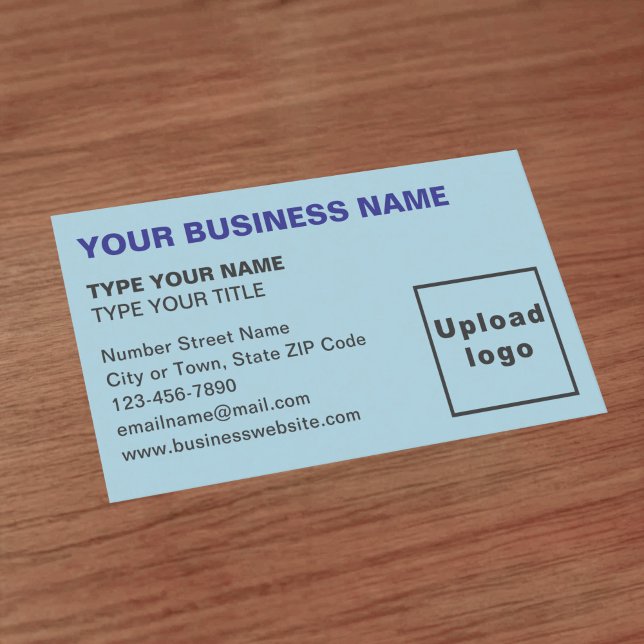Left Aligned Light Blue Business Card (Front of the business card)