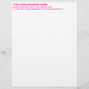 Left Aligned Pink Plain Texts on Heading of Letterhead