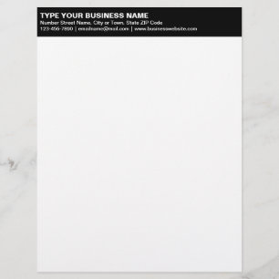 Left Aligned Plain Texts on Black Heading of Letterhead