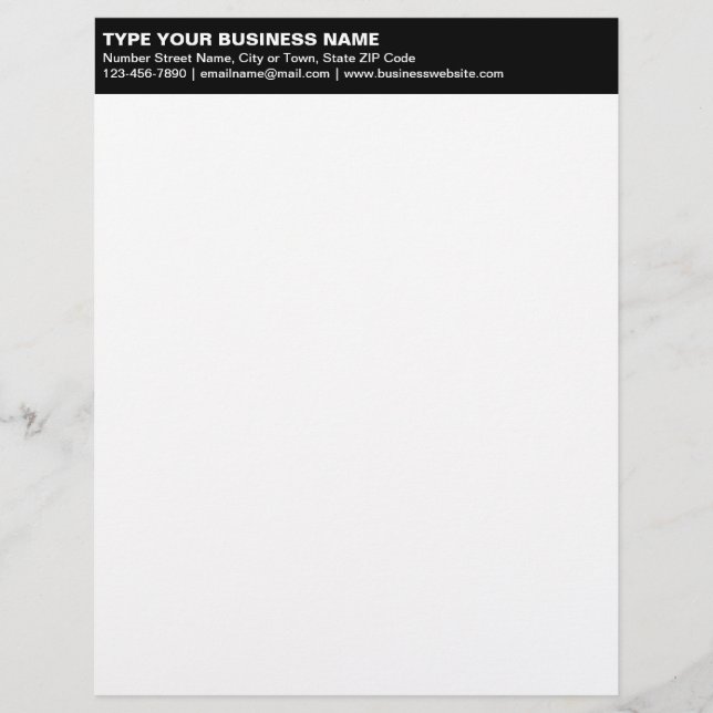 Left Aligned Plain Texts on Black Heading of Letterhead (Front)