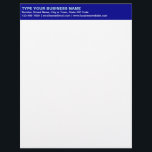 Left Aligned Plain Texts on Blue Heading of Letterhead<br><div class="desc">Simple and plain texts designs are often easy to understand and remember. Plain texts design heading of letterhead that you can customize to advertise your business or to promote your brand name to customers or clients. Customizable office supply that you can use to build brand name awareness. Design on the...</div>