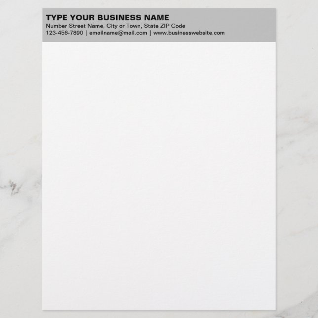 Left Aligned Plain Texts on Gray Heading of Letterhead (Front)