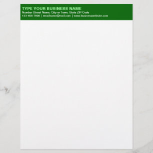 Left Aligned Plain Texts on Green Heading of Letterhead