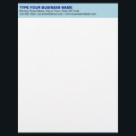 Left Aligned Plain Texts on Light Blue Heading of Letterhead<br><div class="desc">Simple and plain texts designs are often easy to understand and remember. Plain texts design heading of letterhead that you can customize to advertise your business or to promote your brand name to customers or clients. Customizable office supply that you can use to build brand name awareness. Design on the...</div>