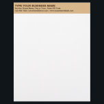 Left Aligned Plain Texts on Light Brown Heading of Letterhead<br><div class="desc">Simple and plain texts designs are often easy to understand and remember. Plain texts design heading of letterhead that you can customize to advertise your business or to promote your brand name to customers or clients. Customizable office supply that you can use to build brand name awareness. Design on the...</div>
